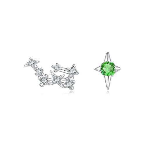

S925 Sterling Silver Inlaid Zircon Twelve Constellation Earrings, Spec: Aquarius