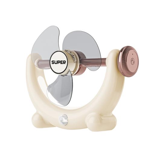 

Multifunctional Fan Light Sound Big Wind Power With Light Wall Mounted Long Life Desktop Small Ceiling Fan, Color: Rechargeable Beige