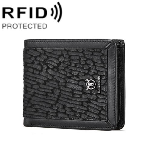 

BULL CAPTAIN 07 RFID Anti-theft Top-layer Cowhide Multiple Card Slots Wallet(Black Leopard Print)