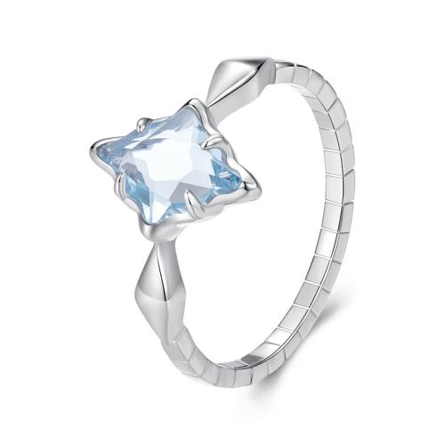 

S925 Sterling Silver Platinum Starburst Diamond Ring(No.6)