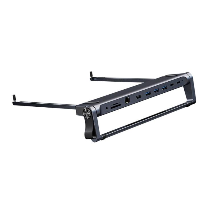 

9 In 1 Hub Computer Stand Aluminum Alloy Folding PD Fast Charging With LAN Docking Station Laptop Bracket(Dark Metallic Color)