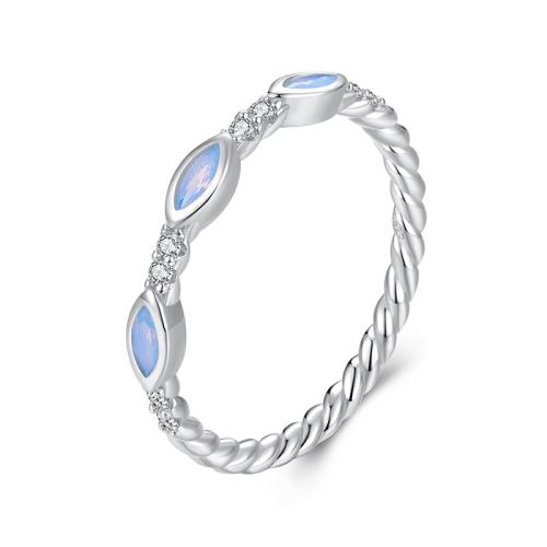 

S925 Sterling Silver Platinum-Plated Zircon Nano Opal Ring(6)