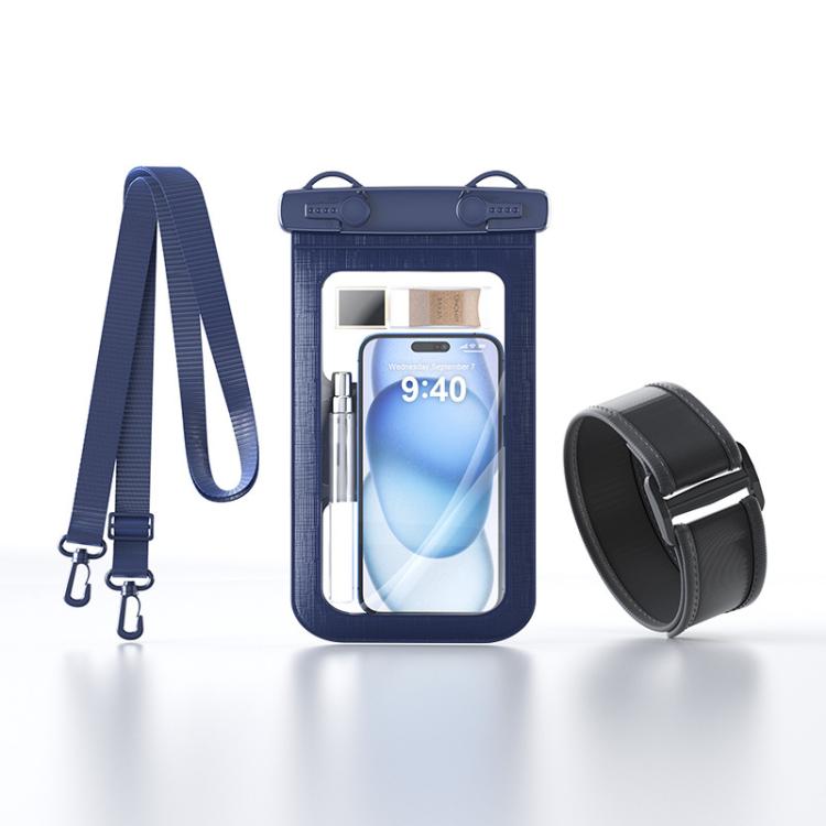 

Cell Phone Waterproof Bag IPX8 30m Waterproof Touch Screen Phone Case Sports Outdoor Waterproof Bag, Color: With Armband ( Navy Blue )
