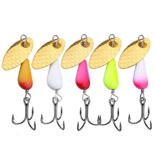 

5colors / Box HENGJIA Single Hook Sequins Road Runner Bait Fishing False Lures(5.5CM-4.6G)
