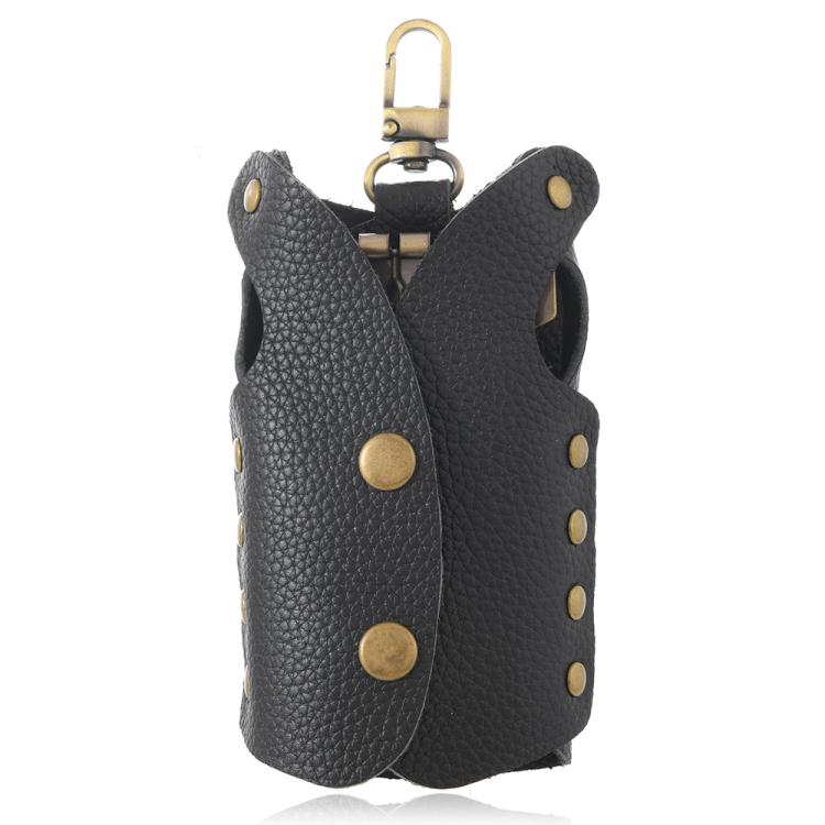 

Vintage Pebble Grain Leather Key Holder Clothing-Shaped Cowhide Keychain With Studded Design & Waist Hook(Black)
