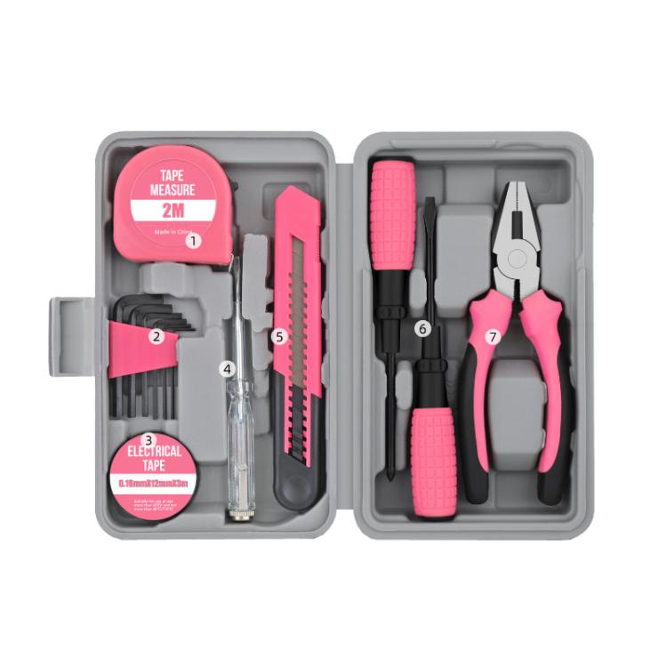 

Multifunctional Home Hardware Tools Repair Hand Toolbox Combination Set, Style: 13pcs /Set Cutter Model Pink