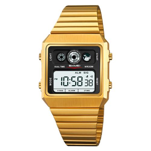 

SKMEI 2450 Men Business Multifunctional Watch Casual Waterproof Square Electronic Watch(Gold)