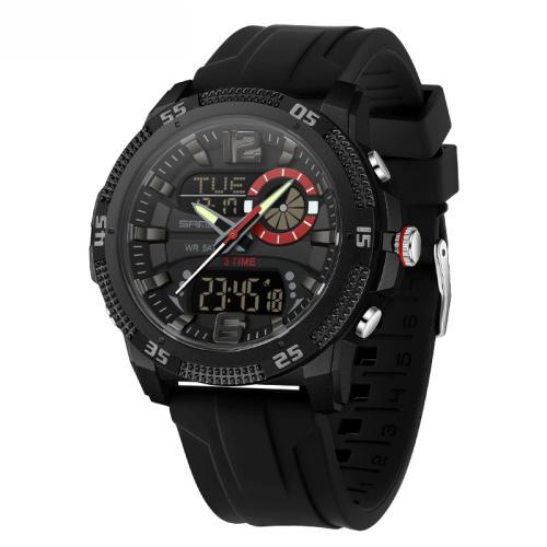 

SANDA 3372 Dual Display Chronograph Alarm Clock Electronic Watch Outdoor Waterproof Luminous Sports Watch, Color: Black