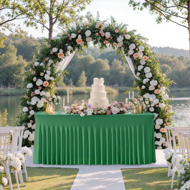 243x76x76cm Spandex Table Skirt for Rectangle Table Stretchable Wrinkle  Resistant Tablecloth for Weddings Parties Tradeshows(Green)