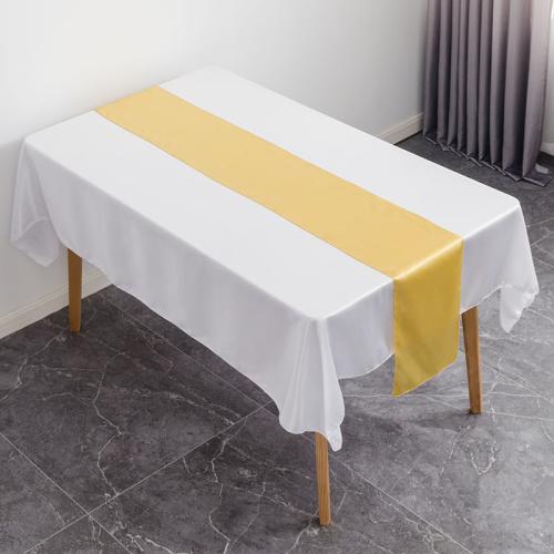 

29x275cm Hotel Wedding Tablecloth Decorative Polyester Sateen Coffee Table Runner Sateen Desk Flag(Gold)