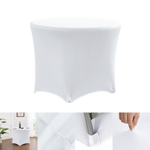 

Simple Modern Stretch Round Table Cover Hotel Wedding Banquet Four Corners Large Round Table Cover, Size: 122x75cm(White)
