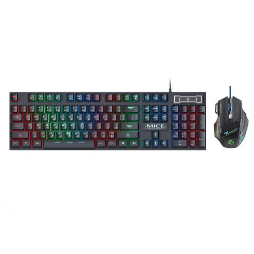 

iMICE AN-300 Arabic Floating Keycaps Rainbow Backlight Wired Keyboard Mouse Set