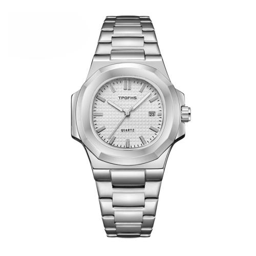 

RUO LIN DO Simple Calendar Luminous Steel Strap Men Watch(White)
