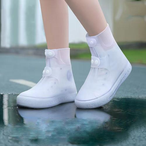 18cm Outdoor Thickened Wear-Resistant Mid-Tube Rainproof Shoe Covers, Size: M 34-36(White)