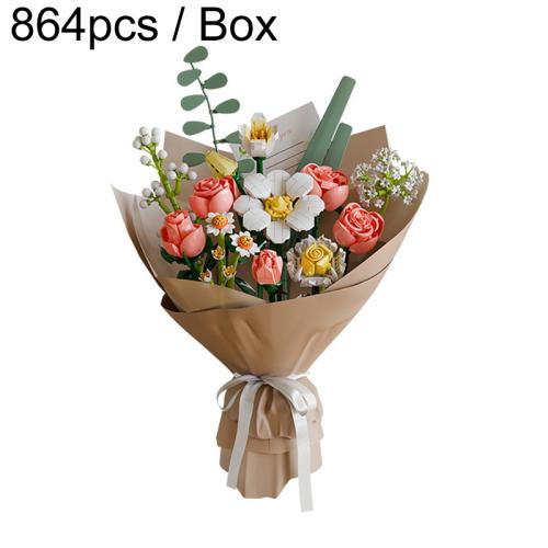 864pcs / Box Kids Building Blocks Bouquet Puzzle Toys Adult Gift Small Pellet Building Blocks Set