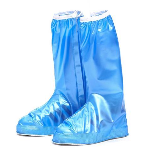 38cm Outdoor PVC Thickened Anti-Skid Rainproof High-Top Shoe Covers, Size: S 35-36(Pearl Blue)