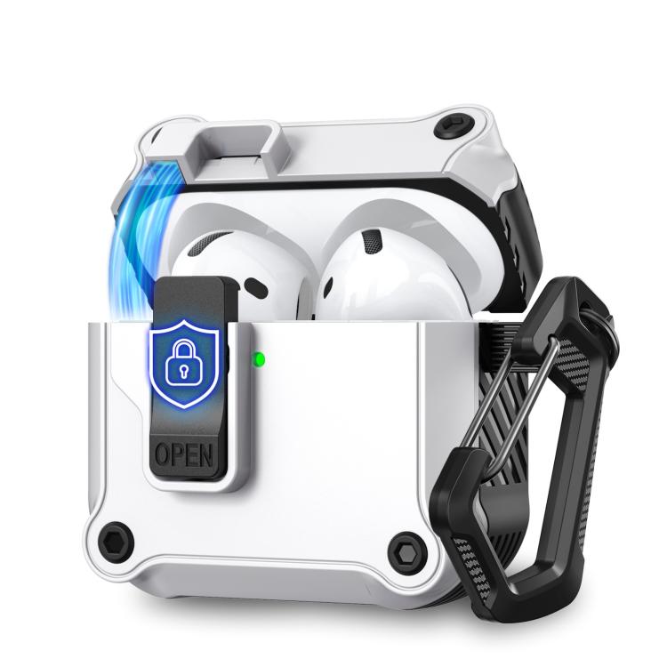 

For AirPods 4 AhaStyle WG167 With Safety Locking Integrated Protective Case(White)