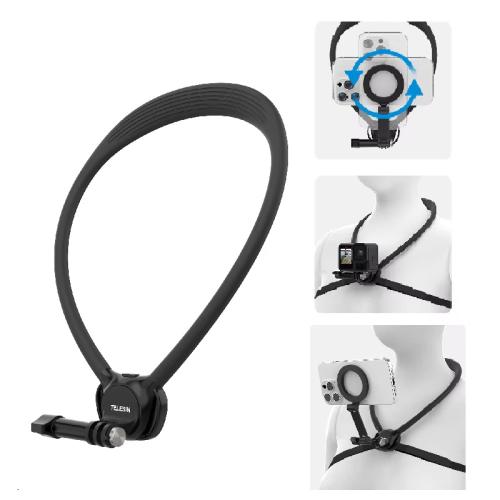 

TELESIN Action Camera Neck Holder SE2.0 POV Perspective Bracket With Adjustable Chest Strap(Black)