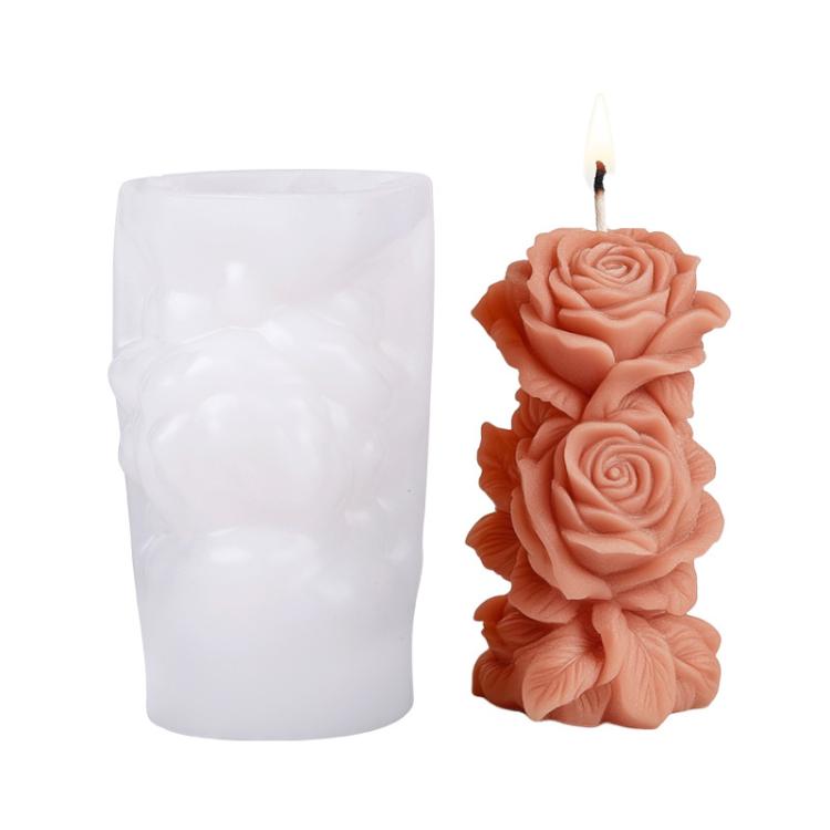 

Flower Column Aromatherapy Candle Silicone Mold DIY Handmade Gift Diffuser Stone Mold, Style: Dream Rose ZW-343