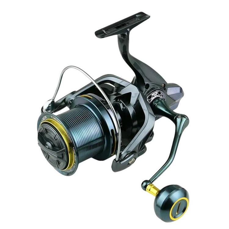 

YUMOSHI TC9000 Guide Rod Structure All-Metal Spinning Reel Zero Backlash 4.7:1 Gear Ratio, Screw-In Handle for Surf Casting & Anchoring