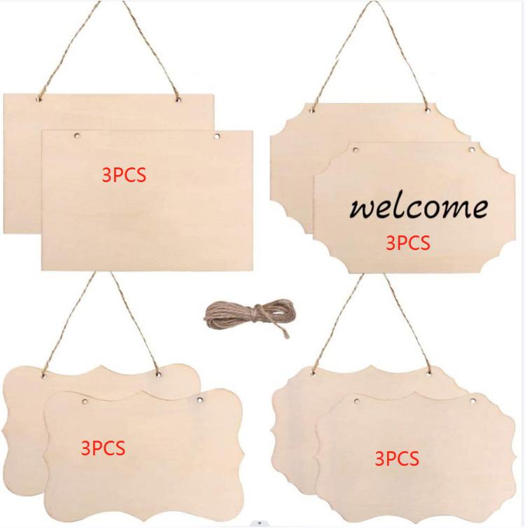 

12-In-1 Wooden Hanging Sign Set With String DIY Ornaments, Handmade Craft Kits For Holiday Home Decor(Wood Color)