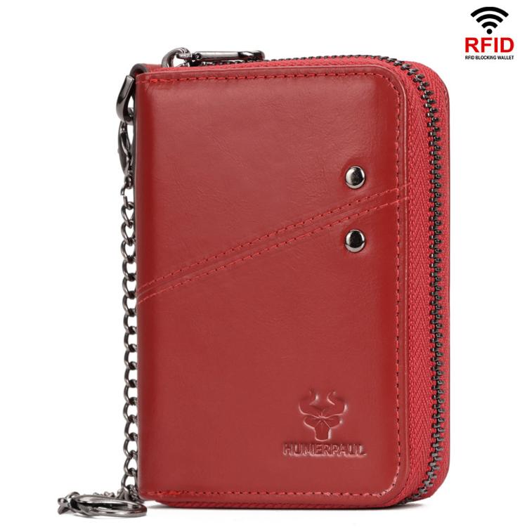 

HUMERPAUL BP783 Unisex Short Leather Wallet With RFID Multi-Card Holder(Red)
