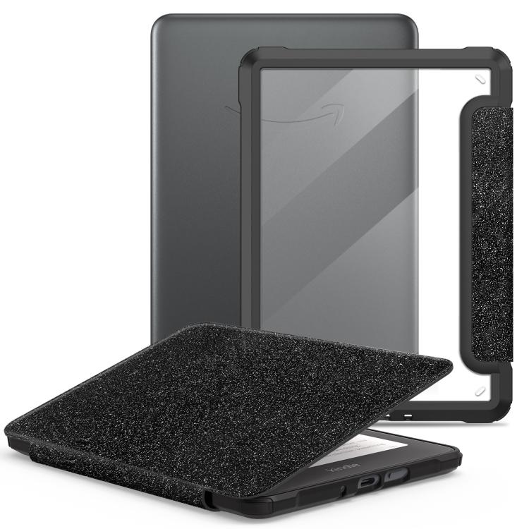 

For Kindle Paperwhite 12th Gen 2024 7-inch Leather Case Transparent Protective Cover With Auto Wake/Sleep(Black)