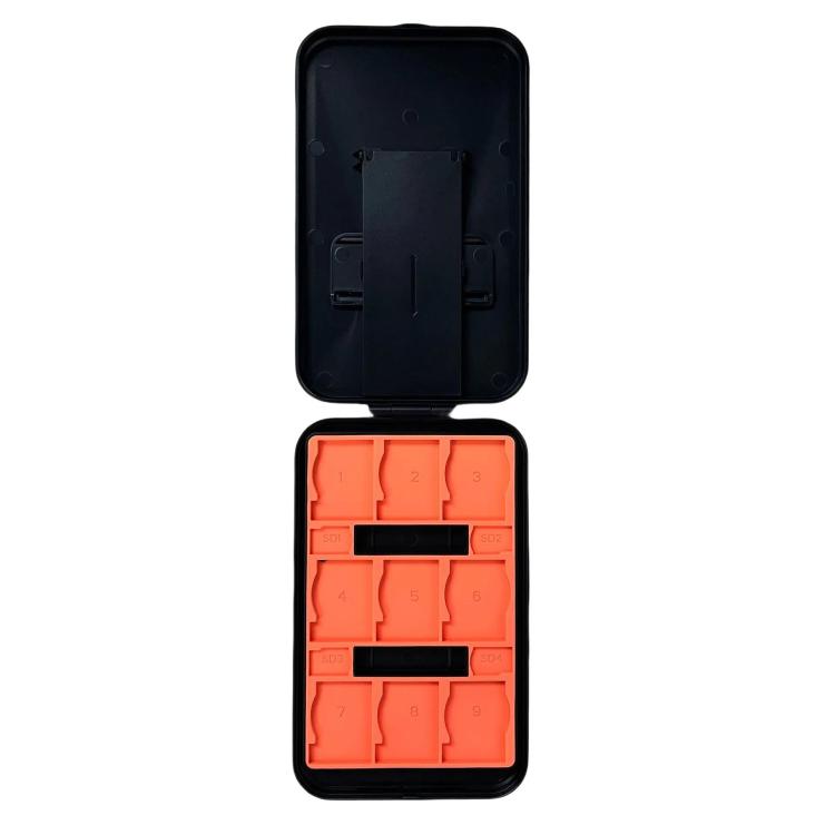 

KJH Card Box Stand for Nintendo Switch 2 / Switch OLED / Lite Foldable Holder with 9 Game Card Slots & 4 SD Card Slots(Black Orange)