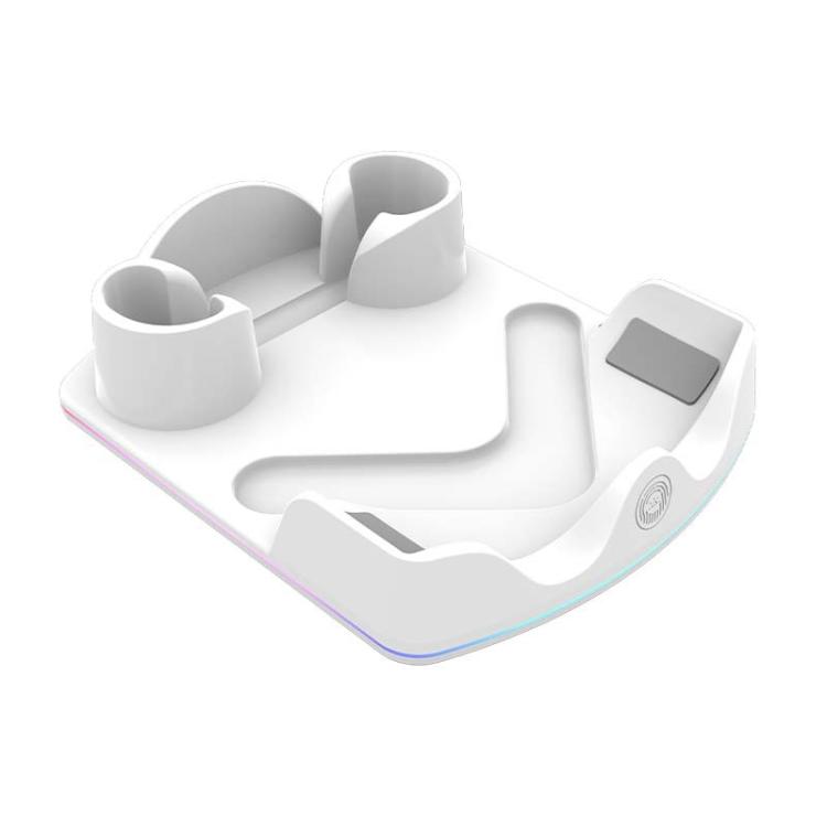 

For Meta Quest 3S / 3 / 2 iplay HBV-641 Handle Storage Rack VR Headset Charging Stand With LED Light(White)
