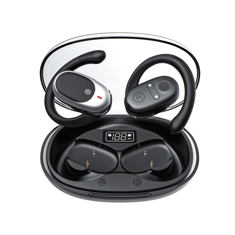 

Air Conduction Bluetooth Earphones With Transparent Digital Display Case(Black)