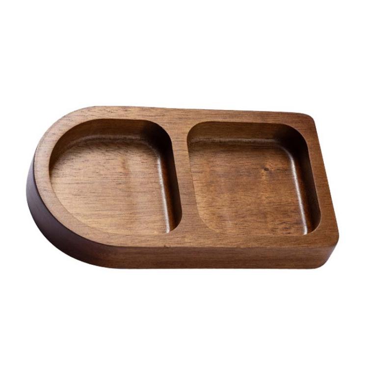 

2 Grid Solid Wood Dipping Dish Beef Barbecue Hot Pot Kimchi Flavor Snack Plate