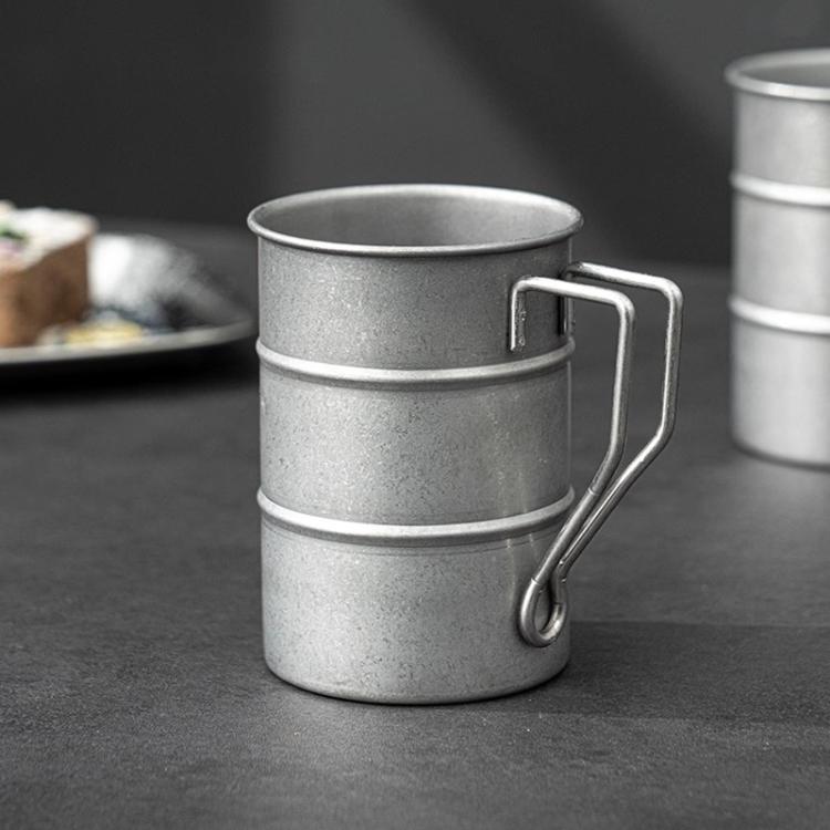 

380ml 304 Stainless Steel Camping Mug Sandblasted Vintage Distressed Cup for Coffee, Beer, Outdoor, Picnic & Commercial Use