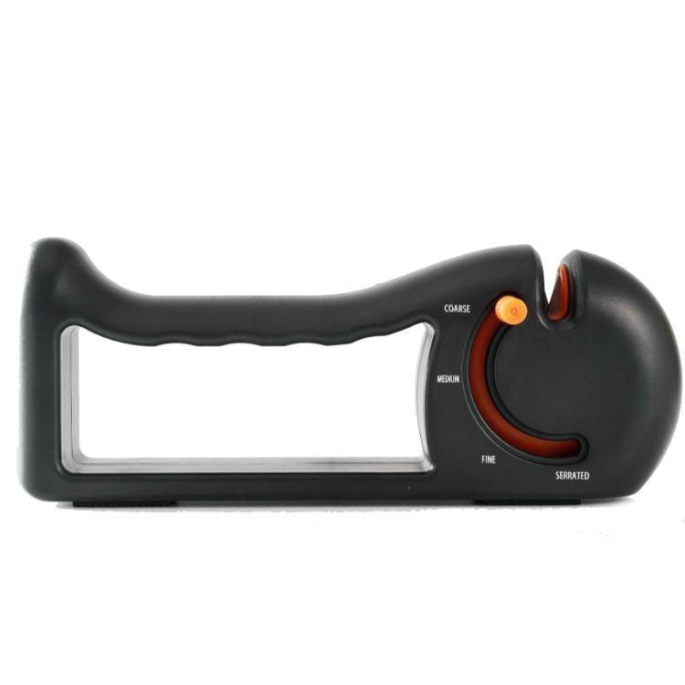 

4-in-1 Rotating Knife Sharpener with Coarse/Medium/Fine/Serrated Modes for Kitchen Knives, Scissors, Tools(Orange)