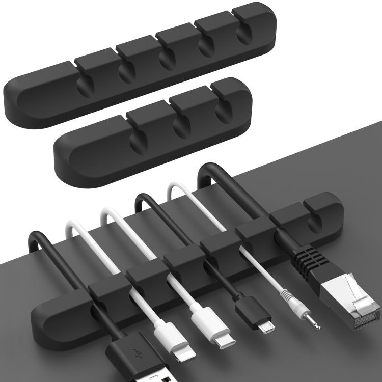 

AhaStyle WG144 3pcs /Set 3/5/7 Holes Silicone Cable Clip Desktop Data Cable Organizer(Black)