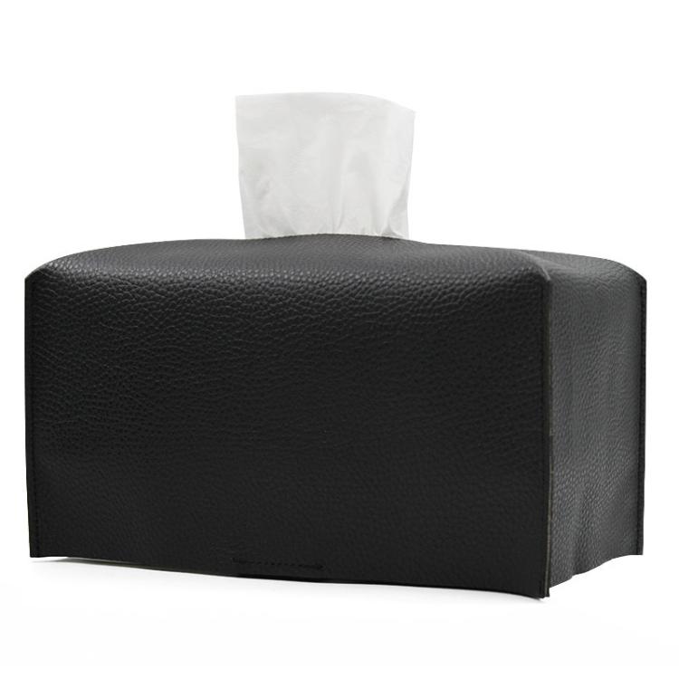 

24x12.5x12.5cm Square Leather Paper Towel Box Paper Towel Bedroom Tissue Box(Black)