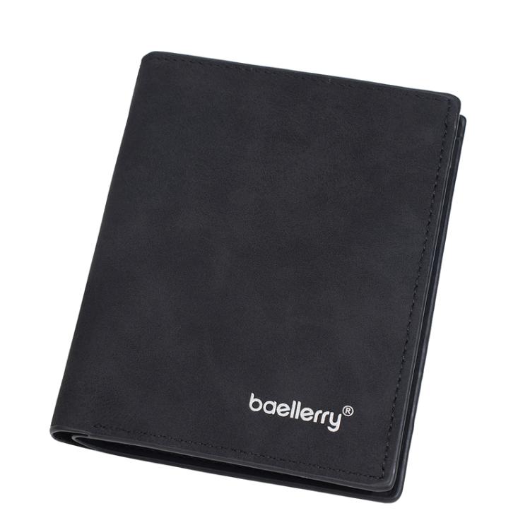 Baellerry D3082 Men Short Style Multi Card Slot Frosted Ticket Holder Wallet(Black)