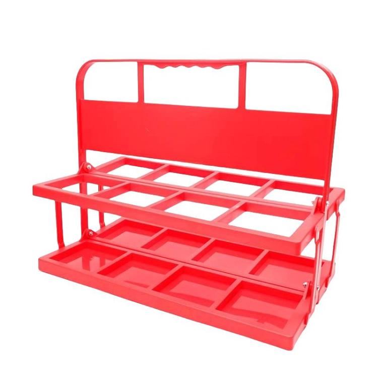 

8 Holes Folding Wine Rack Portable Beverage Basket Sports Water Bottle Holder, Color: Square Hole Red