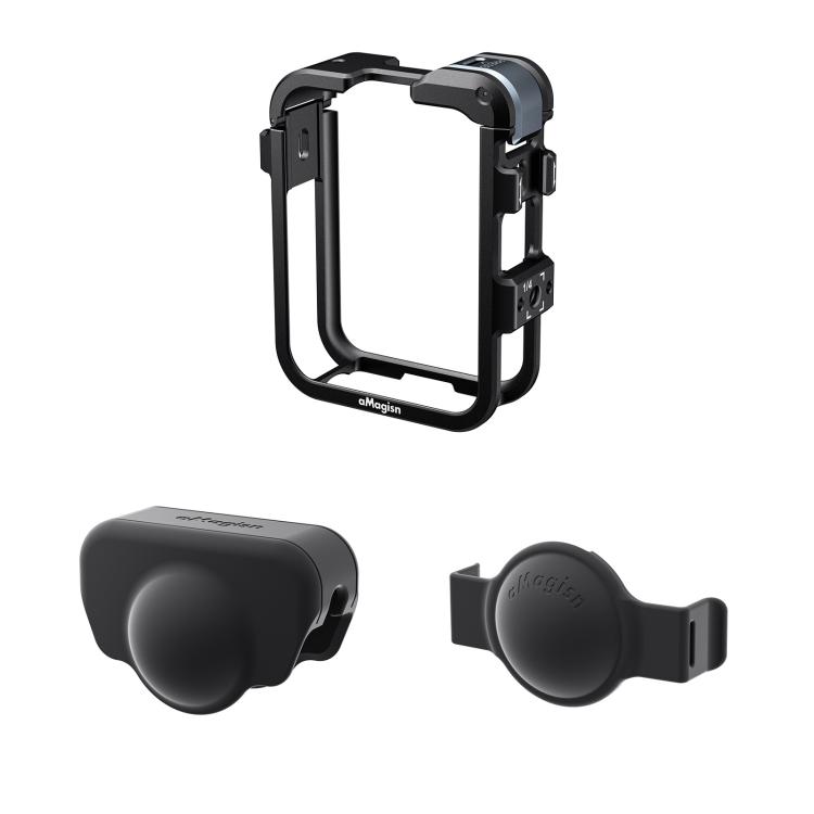 

For DJI Osmo 360 AMagisn Quick-Release Metal Cage With Dual/Single Lens Caps Camera Mount Rig(Black)
