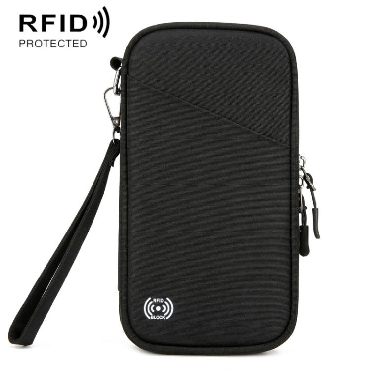

Multifunctional Waterproof RFID Passport Pouch Large Capacity Document Organizer Bag(Black)