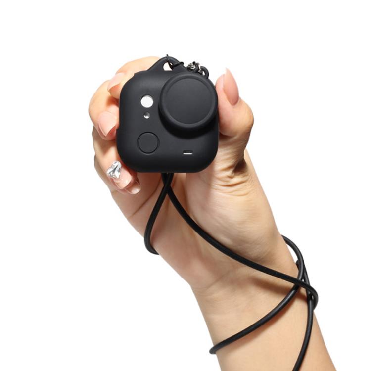 

For Insta360 GO Ultra Silicone Case & Lens Cap Set with Lanyard Anti-Scratch Camera Body Protector(Black)