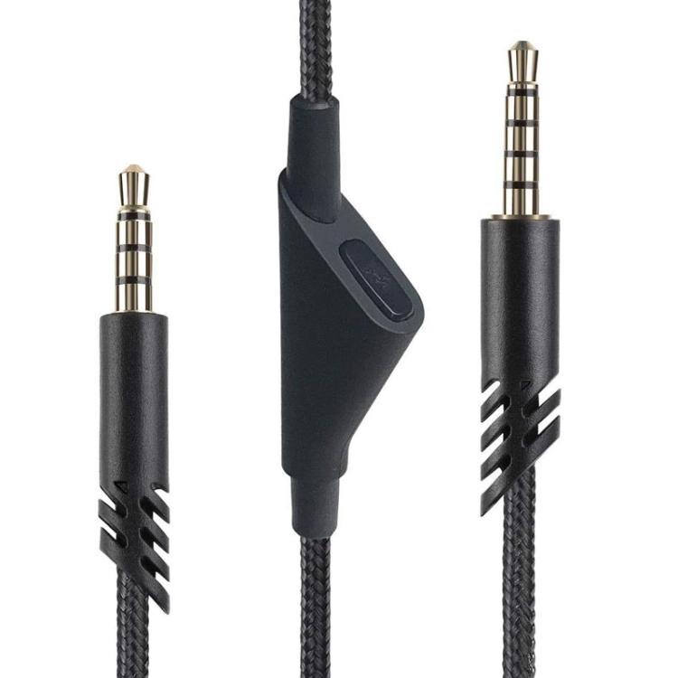 

For Logitech Astro A10 / A40 / A30 Gaming Headset Cable Braided Audio Cable, Style: Black Button