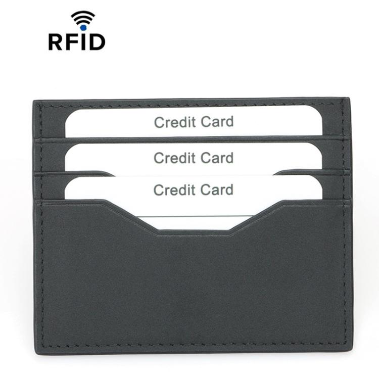 

RFID Retro Minimalist Small Card Wallet Edge-Painted Card Case(Black)