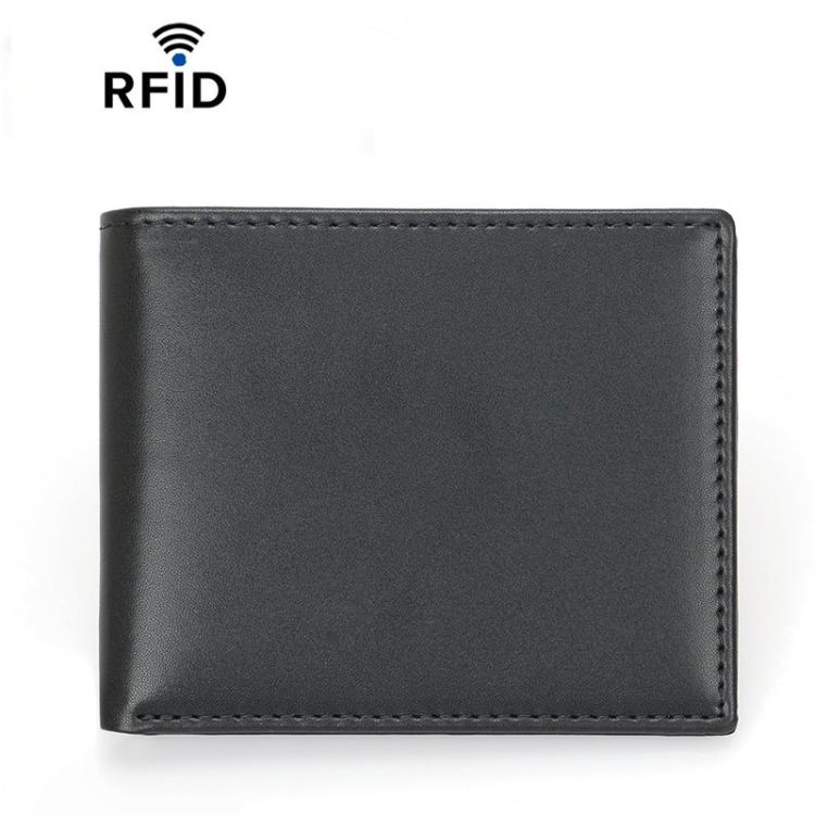 

RFID Anti-Skimming Short Style Billfold Men Plain Weave Wallet, Spec: CQ-501 Ultrafiber Black