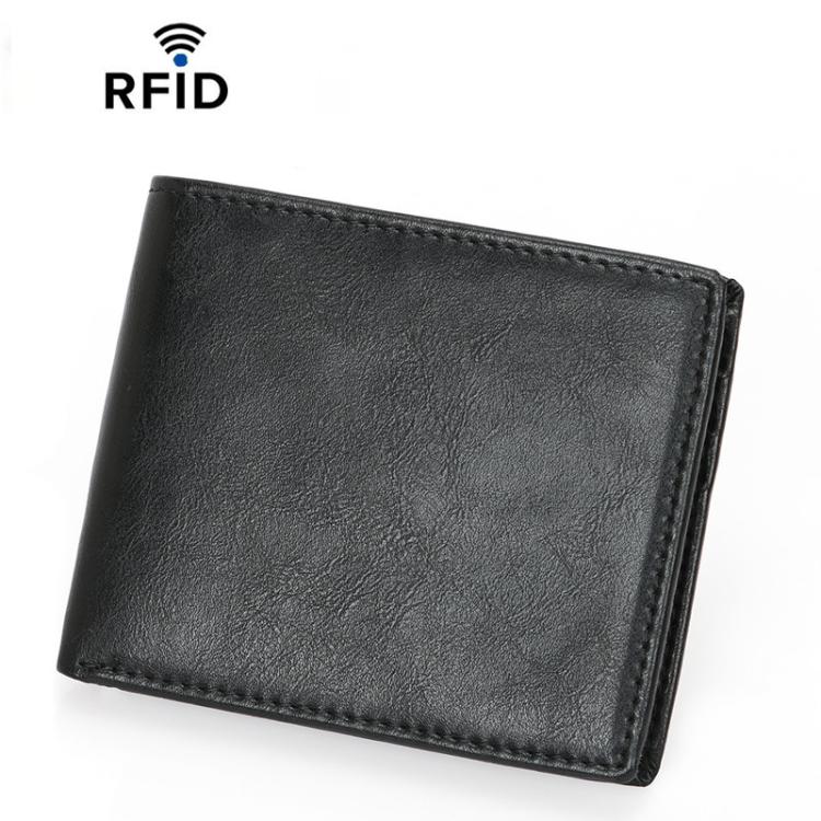 

CQ-502 RFID Anti-Skimming Retro Men Wallet Lightweight Billfold(Black)