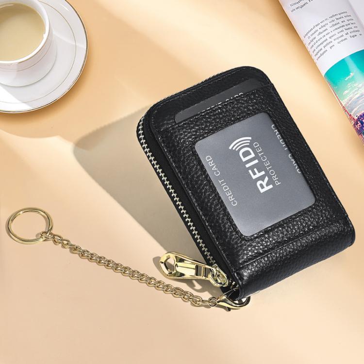 

KB-091 RFID Anti-Skimming Zippered Accordion Bag Bank Card ID Card Holder(Black)