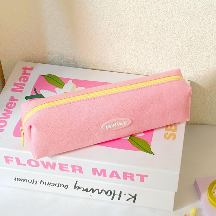

Large Capacity Square Stationery Box Simple Pen Pouch(Pink)