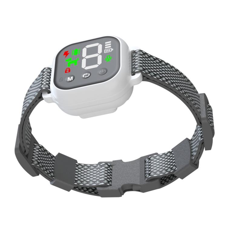 

Color Screen Automatic Electric Shock Barking Device Dog Collar(White)