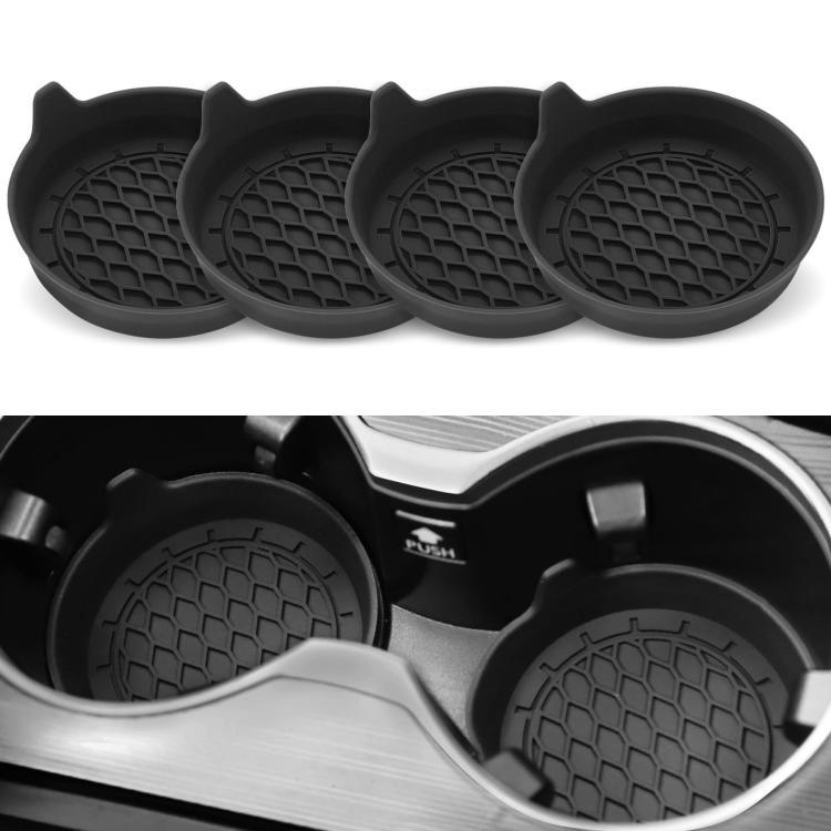 

4pcs Anti-squeak Anti-slip Car Coaster With Handle(Black)