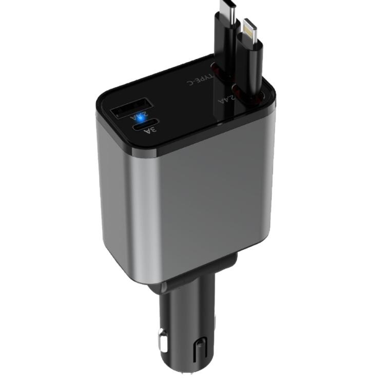 

PD30W Car Charger With Retractable Cable(TYPE-C+8 Pin)