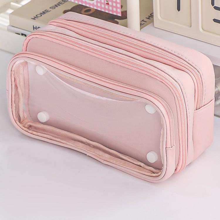 

10 Layer Storage Transparent Pen Pouch Large Capacity Stationery Pouch(Pink)
